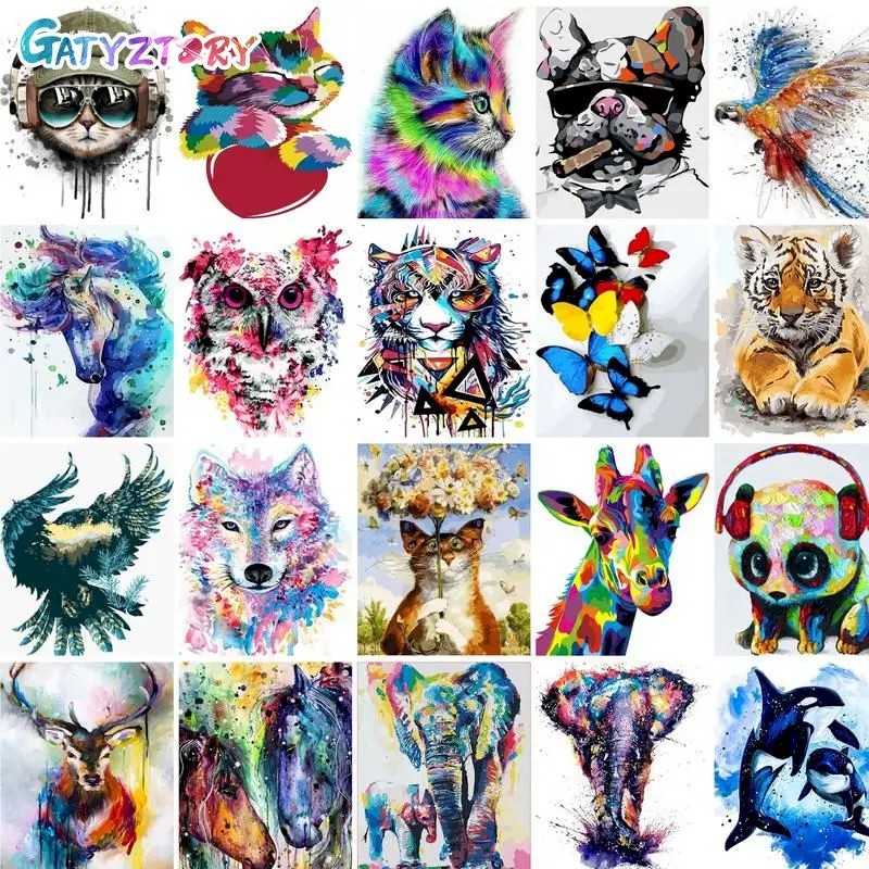 

GATYZTORY 60x75cm Painting By Number For Adults HandPainted Animals On Canvas Diy Frame Picture By Numbers Home Decors Art Gift