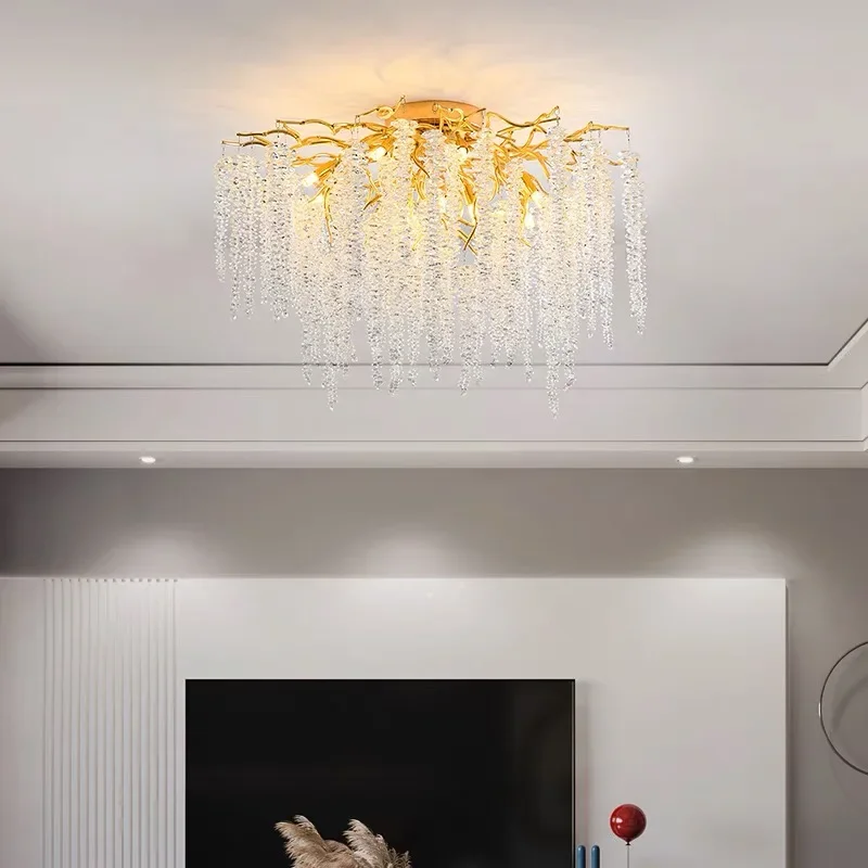 Amerikanischen Lustre LED Kristall Decke Kronleuchter Wohnzimmer Esszimmer Kunst Streifen Zweig Anhänger Lampen Villa Halle Hängen Licht Decor