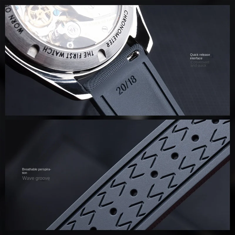 Cinturino per orologio in gomma morbida FKM di alta qualità 20mm 21mm 22mm Cinturino universale a sgancio rapido con estremità piatta per Omega IWC Longines