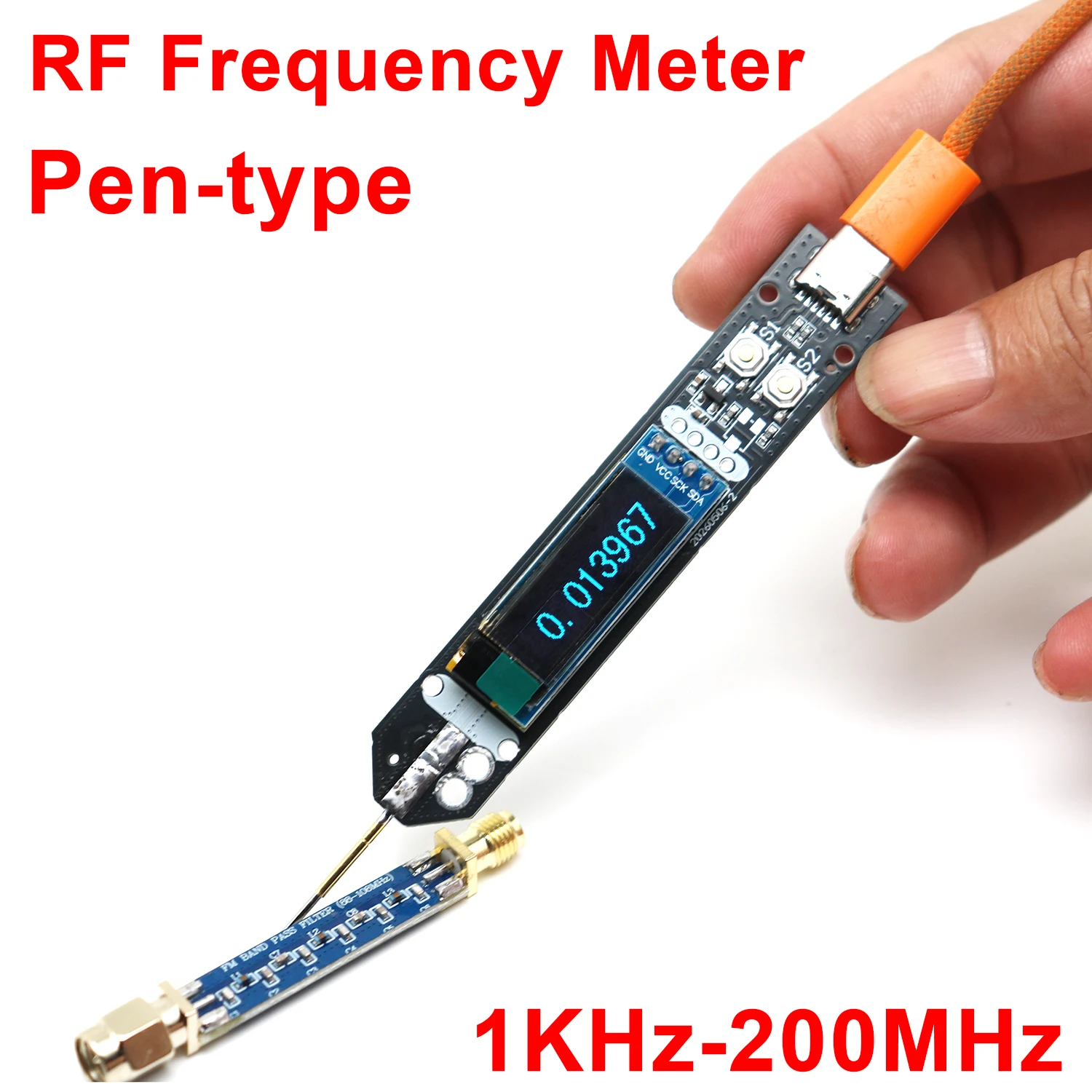 Medidor de frecuencia tipo pluma de 200 MHz, contador de frecuencia, medición de VHF, UHF, walkie-talkie, FM, AM, SW, reparación de radio, probador de frecuencia de señal RF