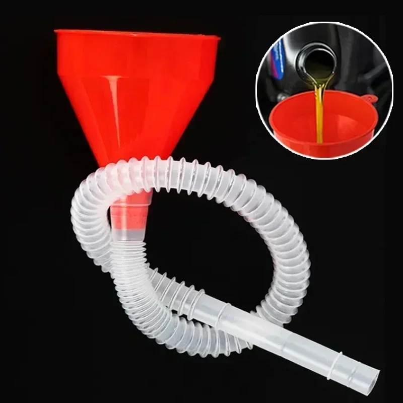 Engine Oil Additive Funnel with Detachable Hose for Car and Motorcycle Fuel Tanks with Anti Theft Button Compatibility