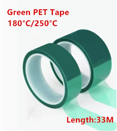 3~50mm Green PET Heat-Resistant High Temperature Masking Shielding Adhesive Tape for PCB Solder Plating Insulation Protection 