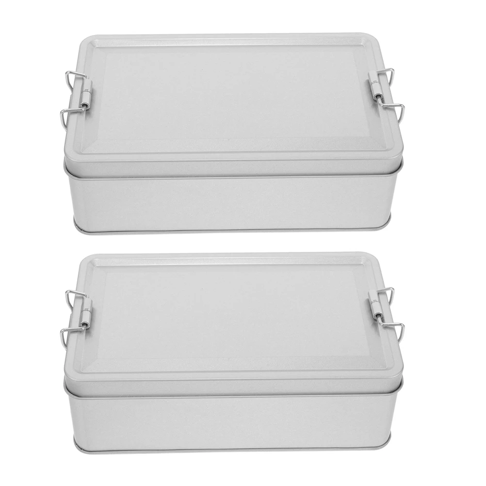 

2 Pcs Iron Box Biscuits Birthday Cookie Tin Vintage Candy Container Cookies