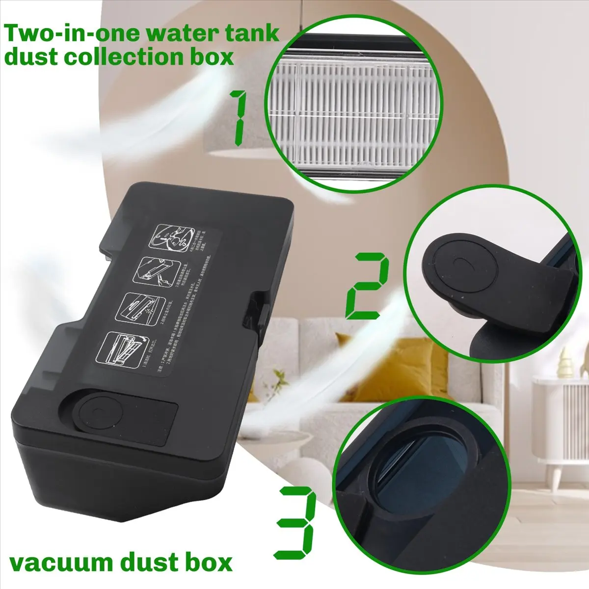 CHFL 2 in 1 Water Tank Dust Box for Xiaomi Robot Vacuum Mop 2S 3C VIOMI V2 V3 XMSTJQR2S STYTJ02YM Robot Vacuum Cleaner Parts view 6