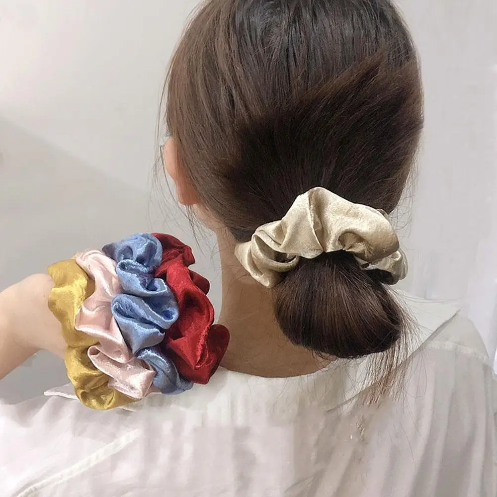 

8pcs Women's Pure Color Satin Large Scrunchies Set Daily Elastic hair Bands Silky Scrunchie ponytail Holder Women Hair Ties rope