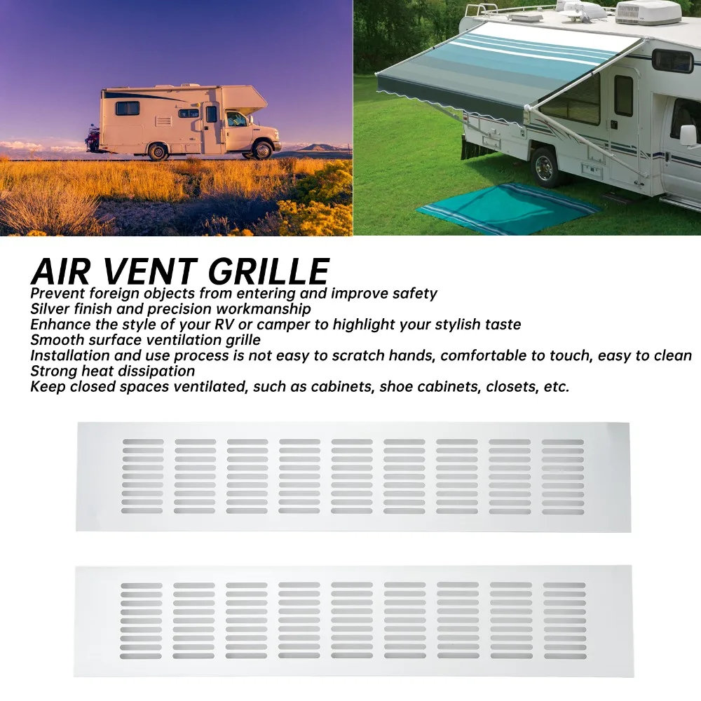 2 Pcs Set Multiple sizes Air Vent Aluminium Alloy Rectangular Ventilation Grille Metal Louvered White Color Vent Plate