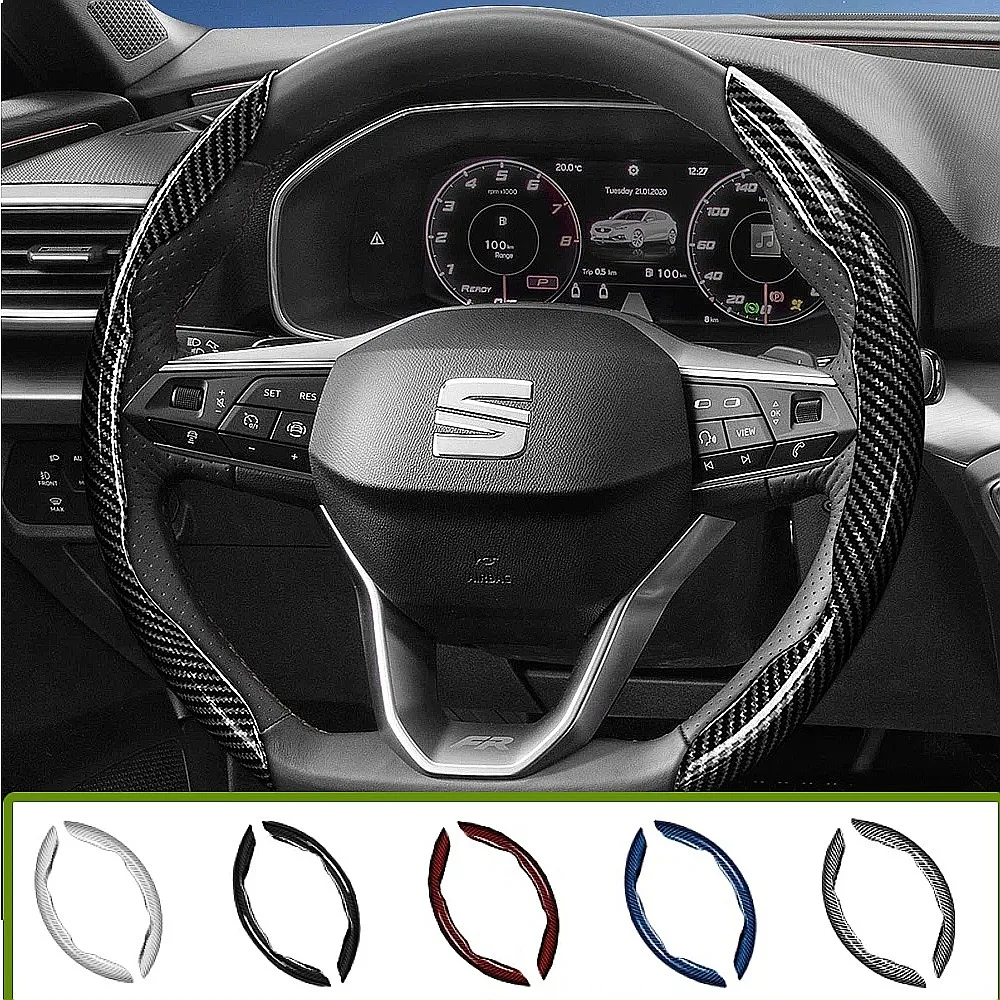 Suitable for Seat Carbon Fiber Texture Steering Wheel Cover with Segmented Quick-Release Design, Durable