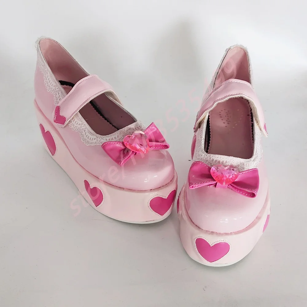 

Женские туфли-лодочки на толстой подошве с милым бантом, новинка лета 2023, уличная обувь в стиле принцессы с круглым носком, розовые модные вечерние повседневные туфли в стиле Лолиты