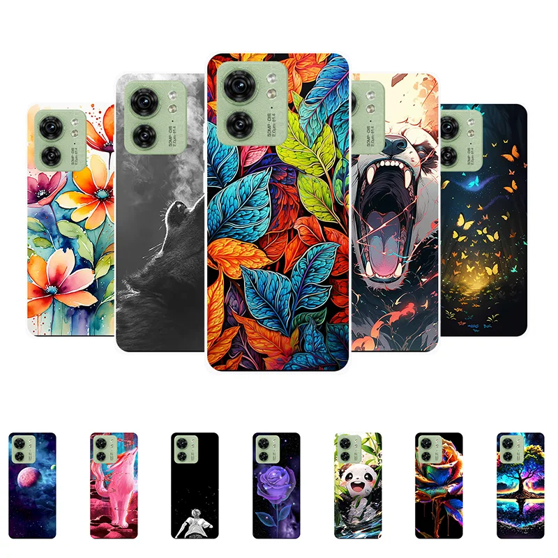 For Moto Edge 40 Case XT2303-2 Leaves Panda Soft Silicone Back Cover for Motorola Moto Edge 40 Bumper Edge40 Phone Case