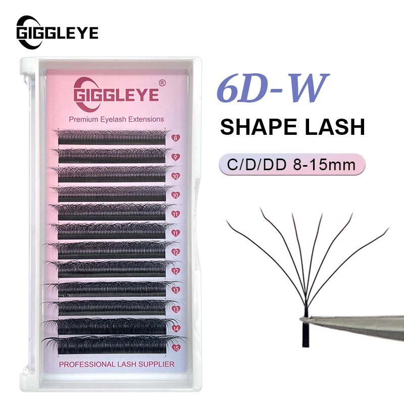 giggleye 6D Shape W Shape Lashes Easy To Make Fans W Eyelash Extension Pre Made Self Fan Blooming Lashes