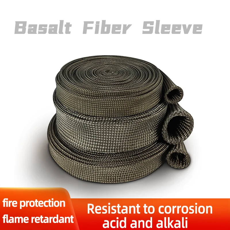 Basalt Fiber Protective Sleeving High Temperature Resistant Sleeving Mineral Fiber Braided Wire Harness Fireproof Insulation