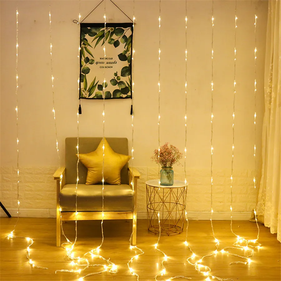 3x 2/3x 3/6X3M LED ฝนดาวตกฝนน้ำตกม่านไฟคริสต์มาส Icicle LED string ไฟ Fairy Garland บ้านตกแต่ง