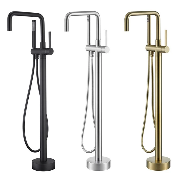 Freestanding Black Brass Bathtub Faucet Mixer - Modern Stylish Design For Luxury Bathrooms