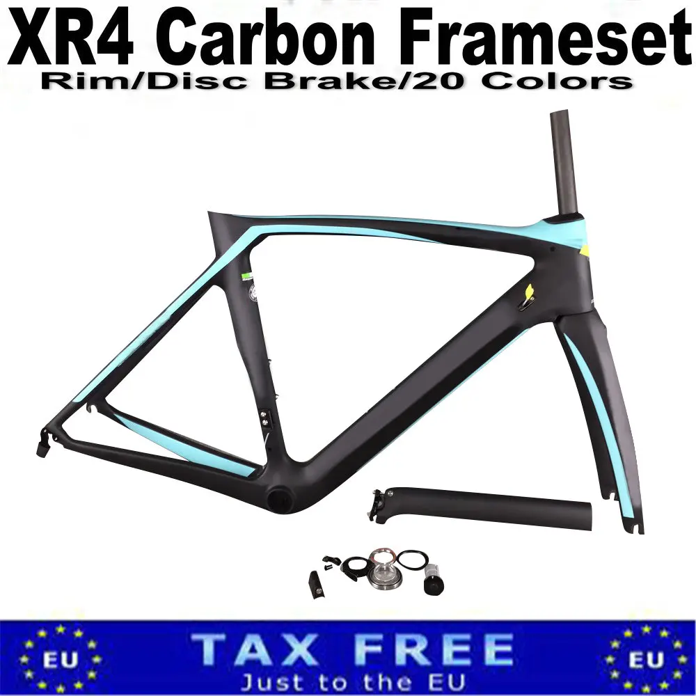 

Matte Carbon Bicycle Frameset, Road Bike Frame Black , Rim Disc Brake, XR4, T1000, 20 Colors