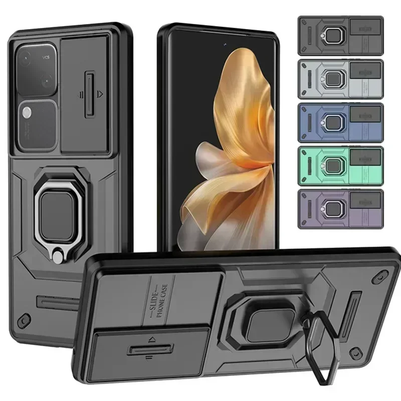 Armor Shockproof Case For Vivo V30 Pro Protective Cover Ring Magnetic Car Holder Coque Fundas Capa