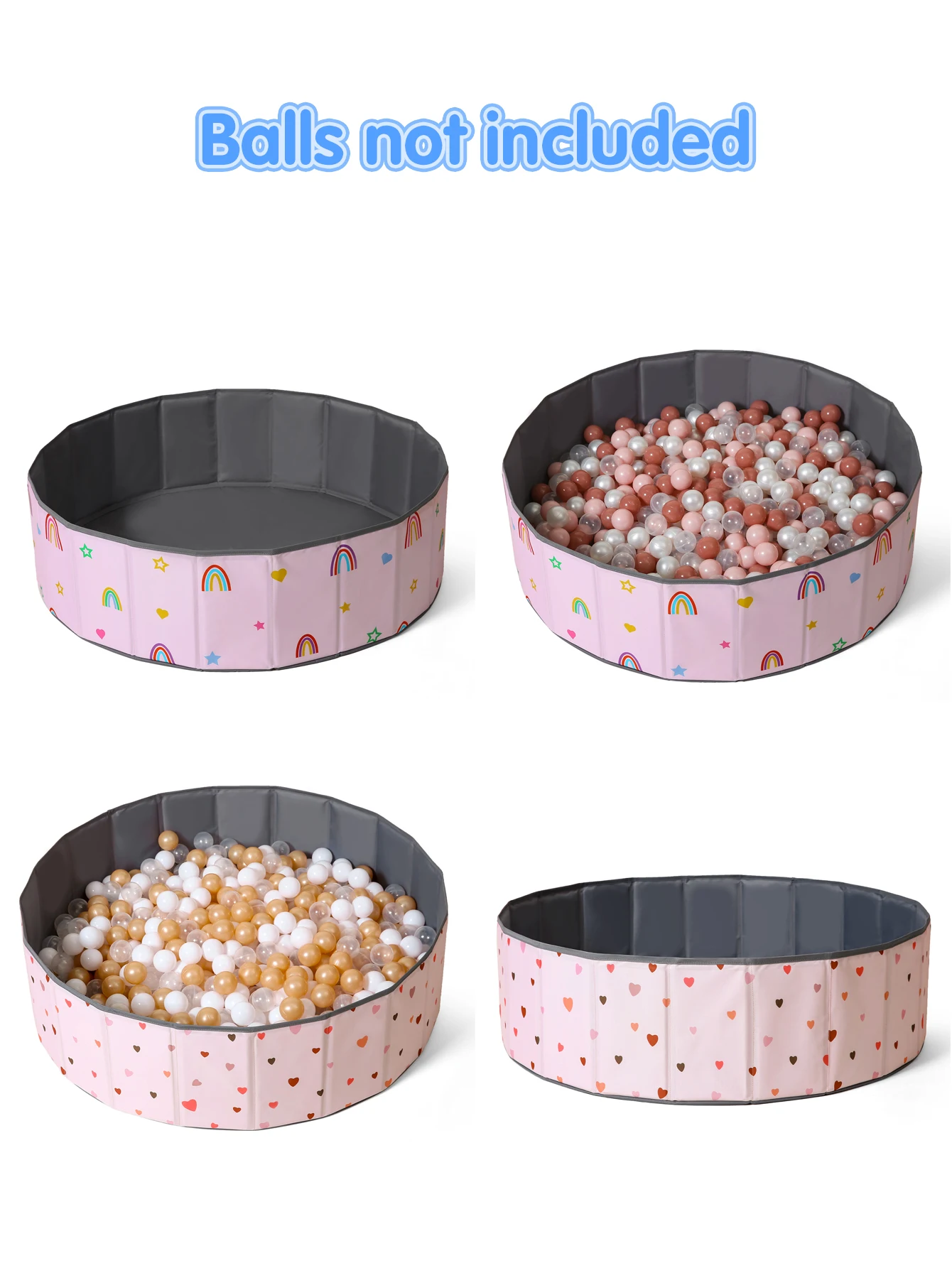 1 PC 100 ซม.แบบพกพา Ball PIT Pool สีชมพูรูปแบบ (ไม่มีลูก) ผ้า Oxford รอบเล่นในร่มและกลางแจ้งสําหรับเด็กเด็ก