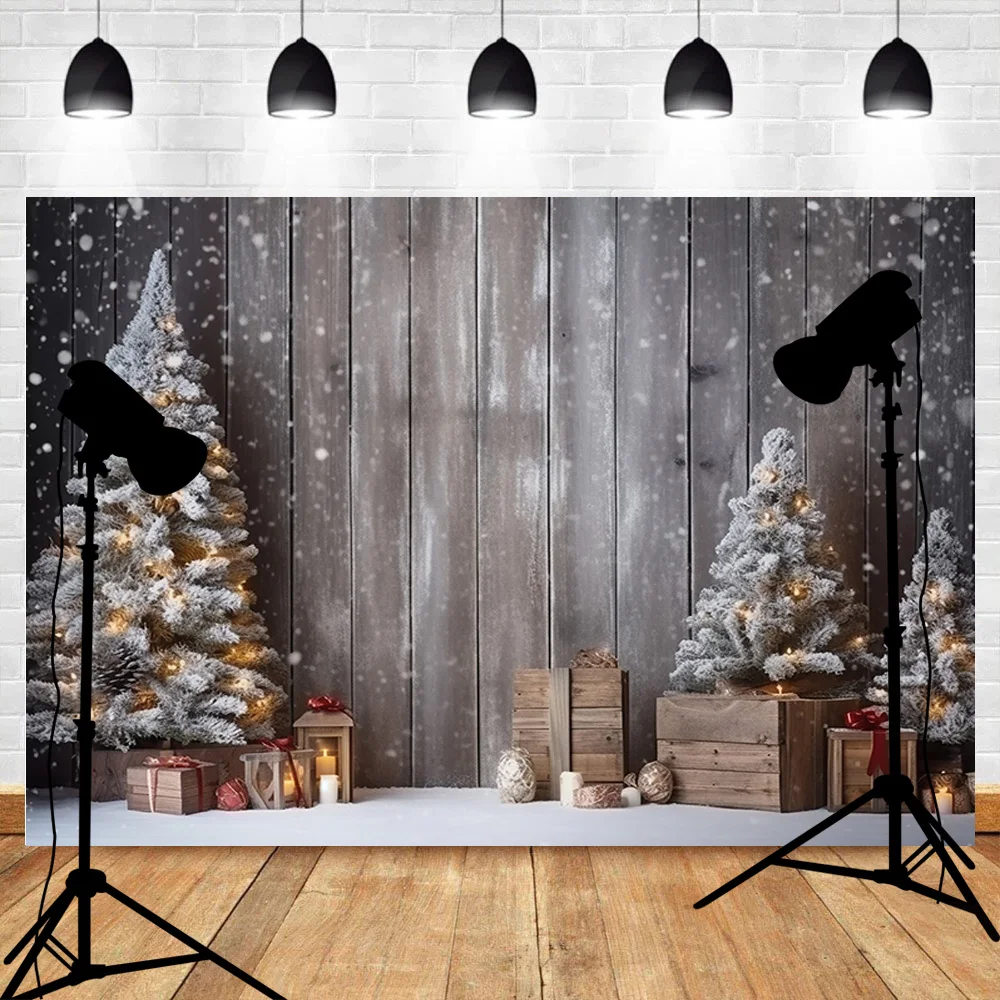 Christmas Day New Year Decoration Photography Backdrops Pinecones Snow Fireplace Xmas Tree Winter Holiday Party Background DT-11