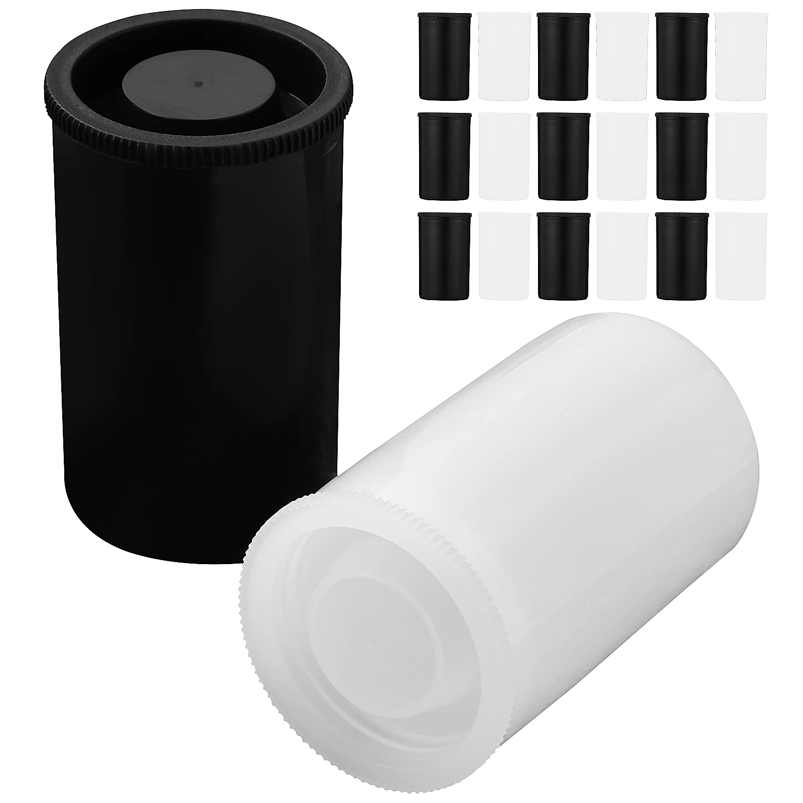 

20 Pcs Film Canisters 10 Black 10 White Durable PE Material Compact Design Leak Proof Cap Camera Film Storage Travel Outdoor