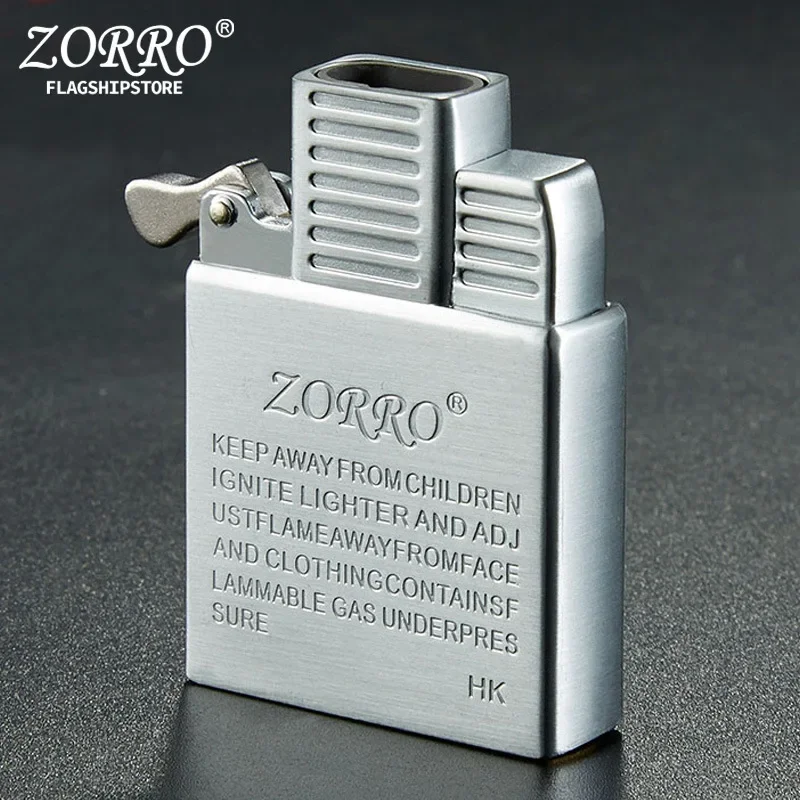 2024 ZORRO Dual Fire Torch Insert Lighter Gas Jet Windproof Flint Gasoline Oil Lighter Inflatable Butane Kerosene Liner DIY Tool