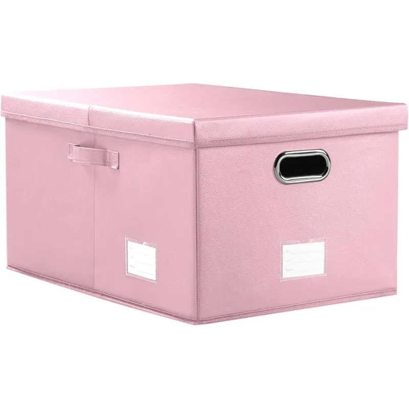 

Collapsible Storage Box with Lid [1-Pack] Leather Fabric Foldable Storage Bin Organizer Container Basket Cube with Cover for Hom