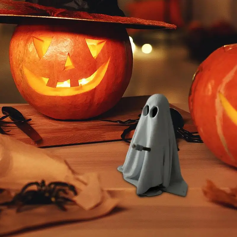 Dekorasi hantu Halloween patung hantu kecil dengan api Resin dekorasi hantu Dekorasi Rumah Halloween patung hantu untuk keluarga