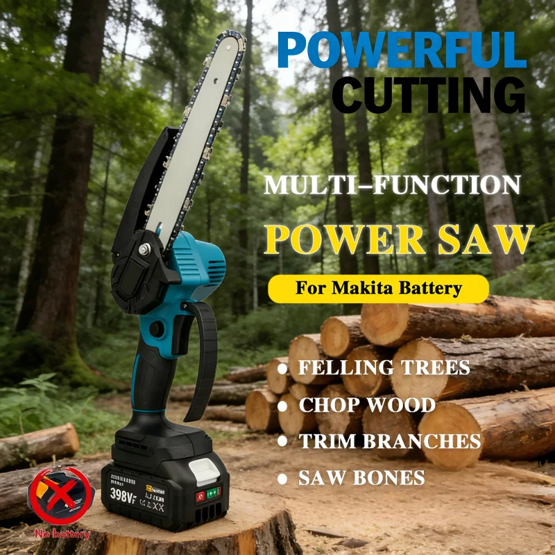 

1700RPM 6 Inch Mini Electric Chainsaw One Hand Portable Tree Wood Pruning Cutter Garden Power Tool for 18V Makita Battery
