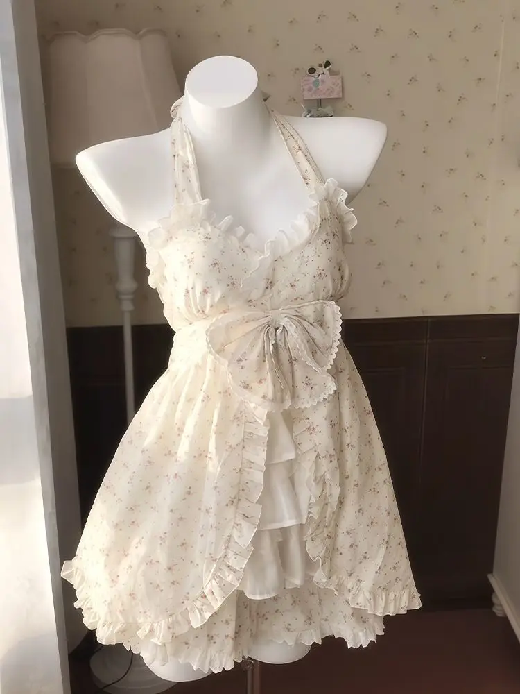 

Kawaii Sweet Lolita Outfits Women Vintage Japanese Tops Ruffle Mini Skirt Suits Y2k Preppy Casual Two Piece Sets