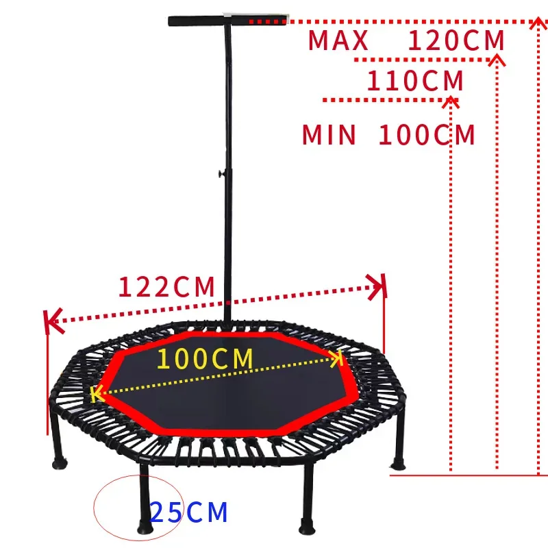 48 Inch Indoor Folding Adult Trampoline Portable Fitness Equipment 122cm Diameter