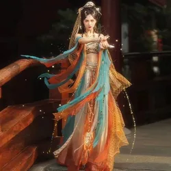 Traje chinês tradicional de Hanfu, elementos Han, princesa Tianzhu, dança oriental, deusa das fadas, estilo oriental, fêmea, 2024