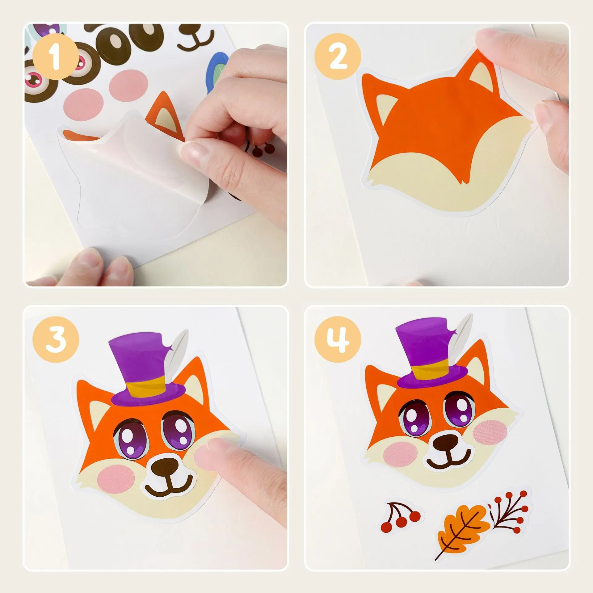 Make-a-Face Animal Stickers 12 Sheets DIY Make Your Face Sticker  Recognition Training Education Toy for Kids Boys Girls Toys