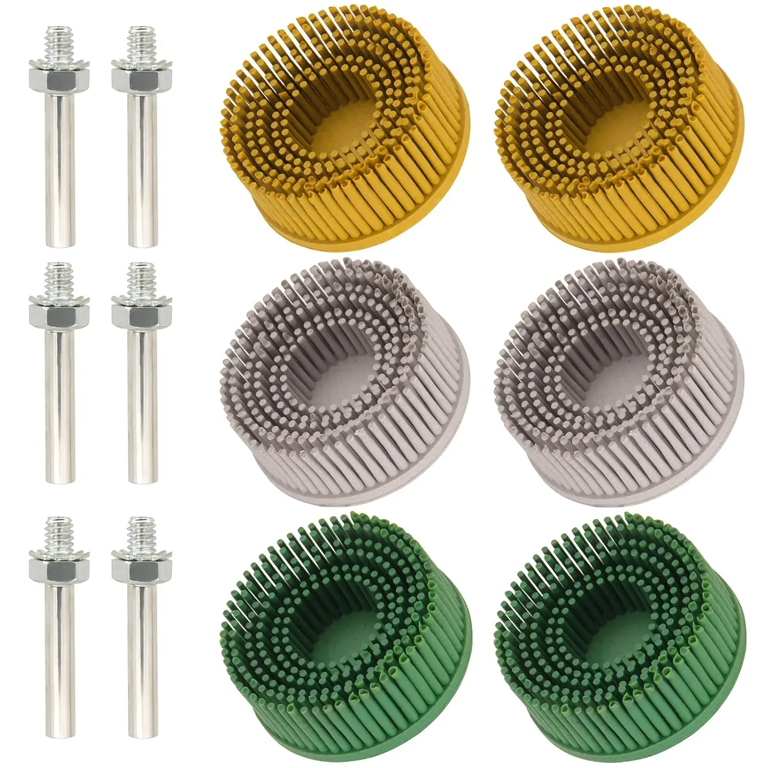 

2 Inch Bristle Disc,6 Pieces Bristle Disc Grade - 120# 80# 50# Grit Abrasive Coating Removal Disc 1/4 Inch Shank Attachment