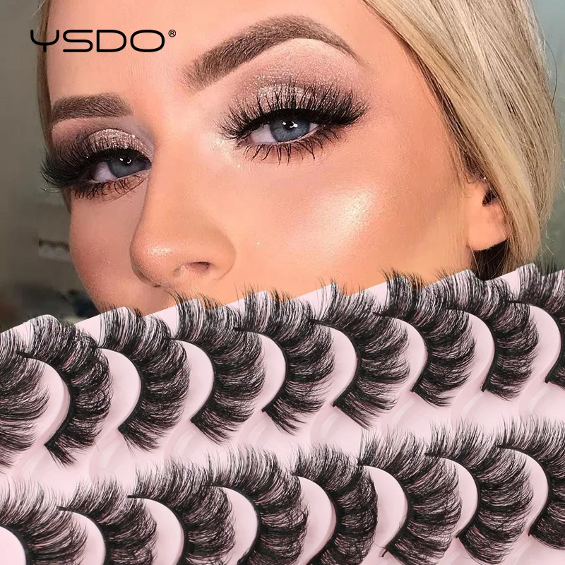 YSDO รัสเซีย Strip Lashes 3/10 คู่ 3D Mink Eyelashes Natural Mink Lashes Dramatic Messy ขนตาปลอมแต่งหน้าหนา Cilios