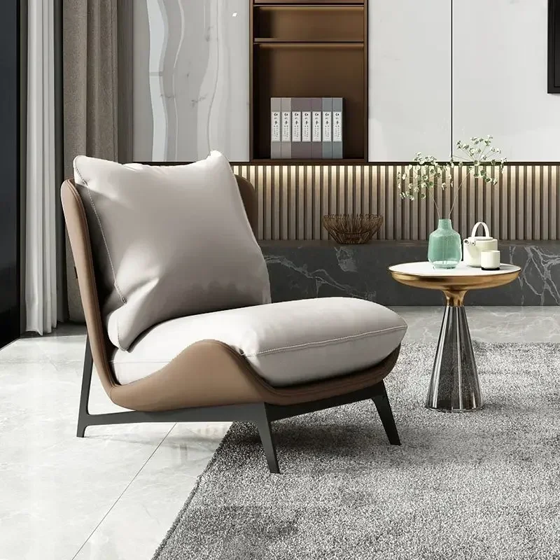 Chic and Contemporary Nordic Chair for Cozy Living Room Lounging Minimalist Single Seat Sofa with Artistic Touch for Balcony