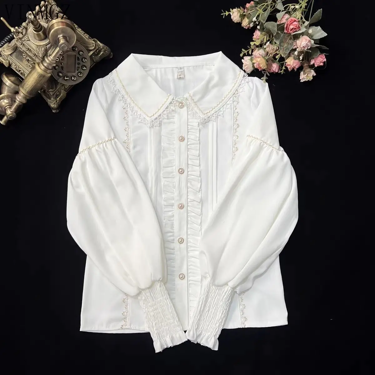 Original lolita dress, sweet doll collar, long-sleeved shirt, retro lamb leg sleeve, new autumn and winter Lolita.