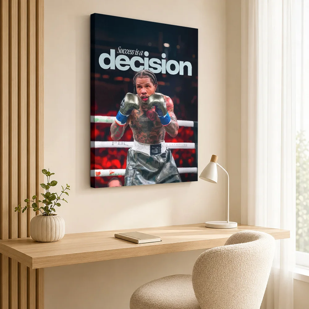 Gervonta Davis Boxing Success Framed Canvas Print Poster Personalized Photo Motivational Typography Wall Art for Bedroom Decor