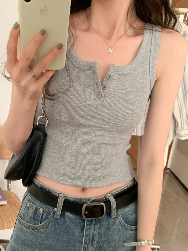 

plus Size Women's Summer Korean Sle Slim Fit ort Svel Tank Top Versatile Inner Wear Casual Commute Faion plus Size