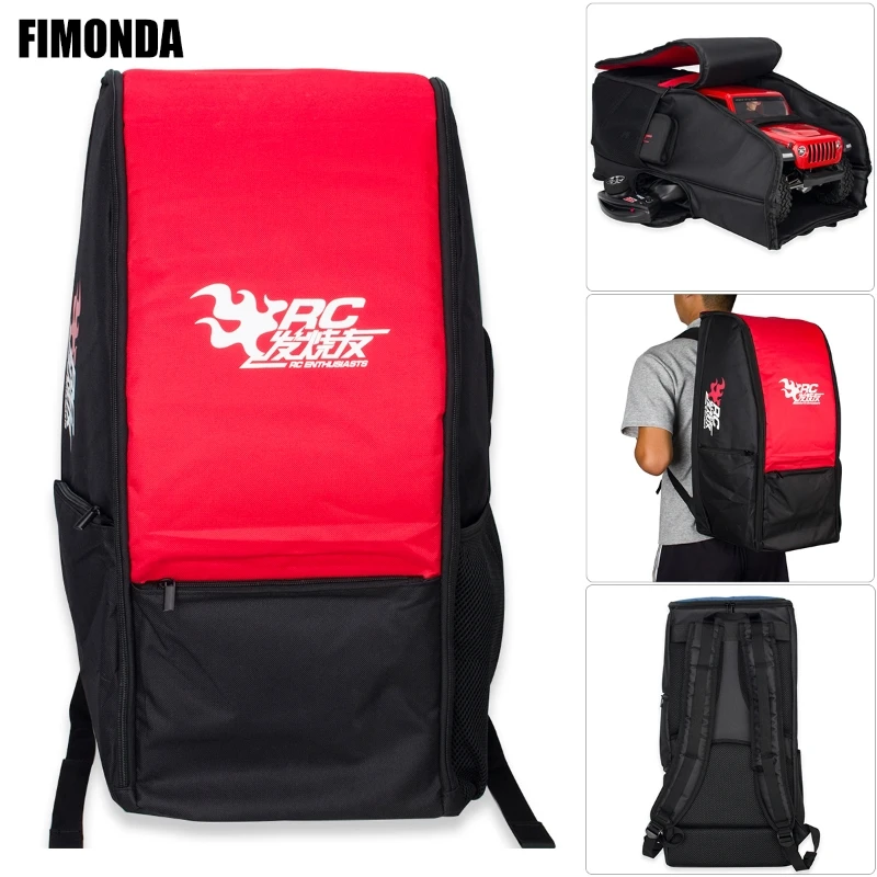 Large RC Car Backpack Storage Bag for 1/10 Scale Crawler - Fits Axial SCX10/90046/90047, TRX4/TRX6, Capra, D90, TF2&CC01 Models