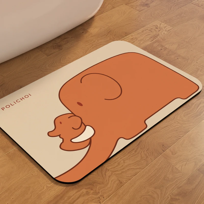 50*80 Environment-friendly Anime Elephant Bath Foot Mat Absorbent Bathroom Floor Mats Non-Slip Room Rugs Quick Dry Shower Carpet