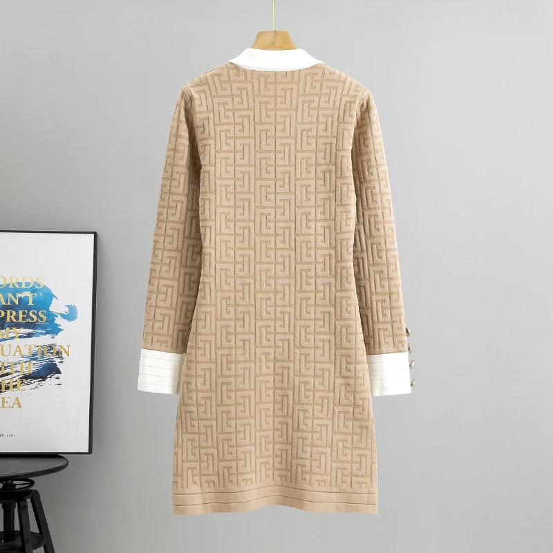 2024 Spring New Dress Women Sweet Cute Slim A Line Midi Dress Korean Long Sleeve One Piece Knit Dress