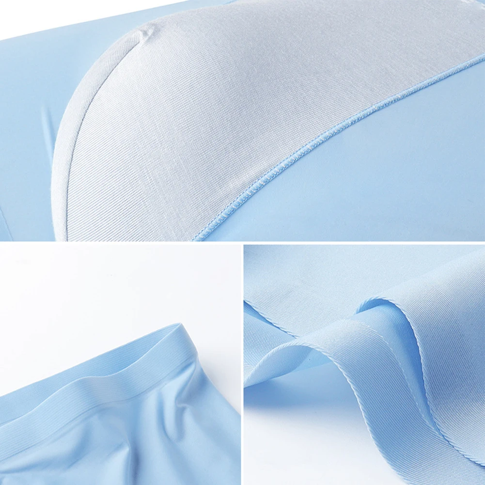 Ropa interior cómoda de seda helada para hombre, Boxers cortos de cintura baja, bolsa convexa en U suave, bragas, lencería, 1 ud.