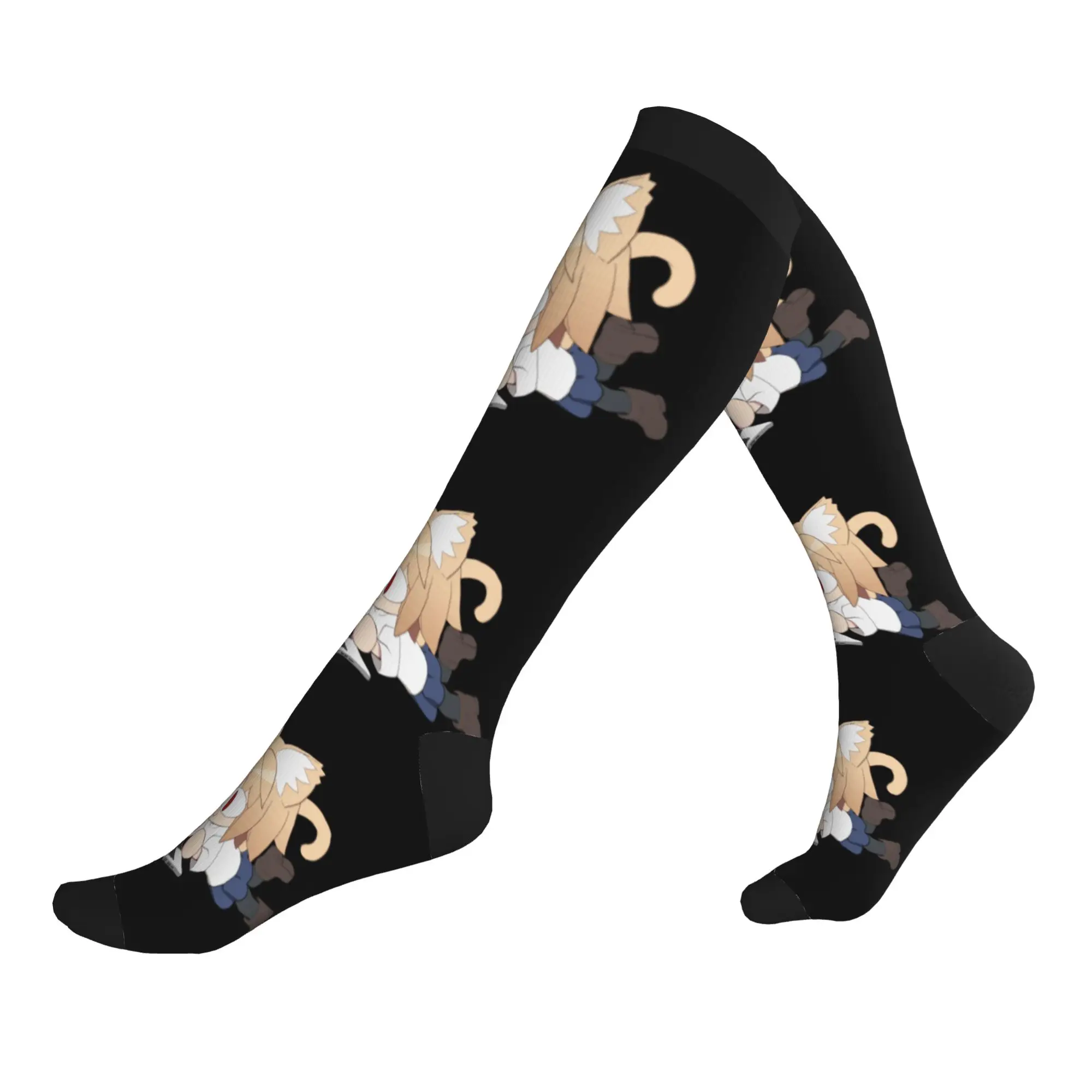 Neco Arc Cartoon Animated Cat Dress Socks for Men Women Warm Fashion Novelty  Sports Compression Socks