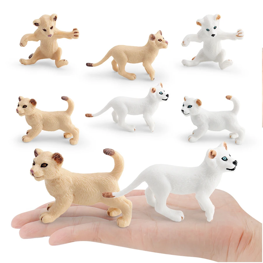 الأشبال البرية الواقعية من الأسود الفهد النمور النمر النمر الوشق نابض بالحياة الحياة البرية نموذج الشكل ألعاب تعليمية للأطفال #4