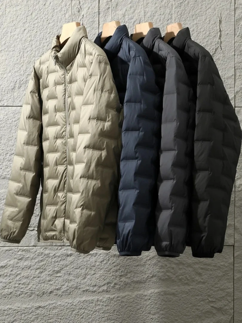 

Men's Winter Outdoor Casual Hoodl down Jaet Windproof Warmth Du down Stand Collar Lightweight Regular Fit Zipper Closure