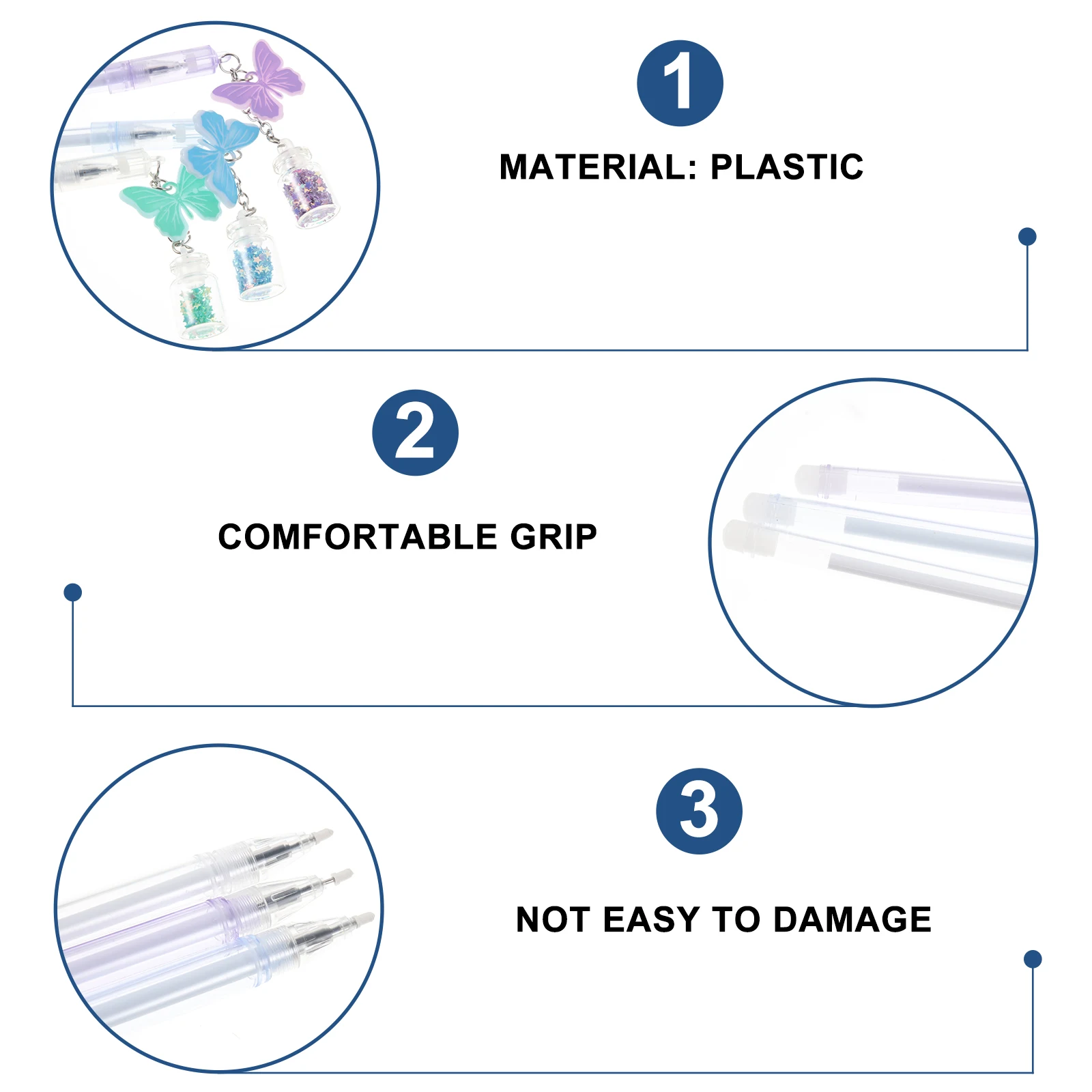 

15Pcs Butterfly Pendant Gel Pen Set Lovely Design Comfortable Grip Plastic Pens Safe Water-Based Ink for Writing Journaling