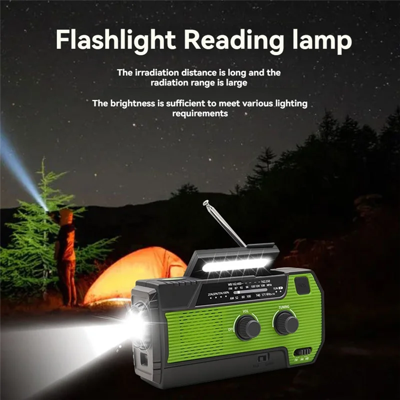 

Emergency Weather Radio FM/AM/NOAA,Portable Hand Crank Radio,Flashlight ,Solar Powered 4000Mah For Outdoor Camping
