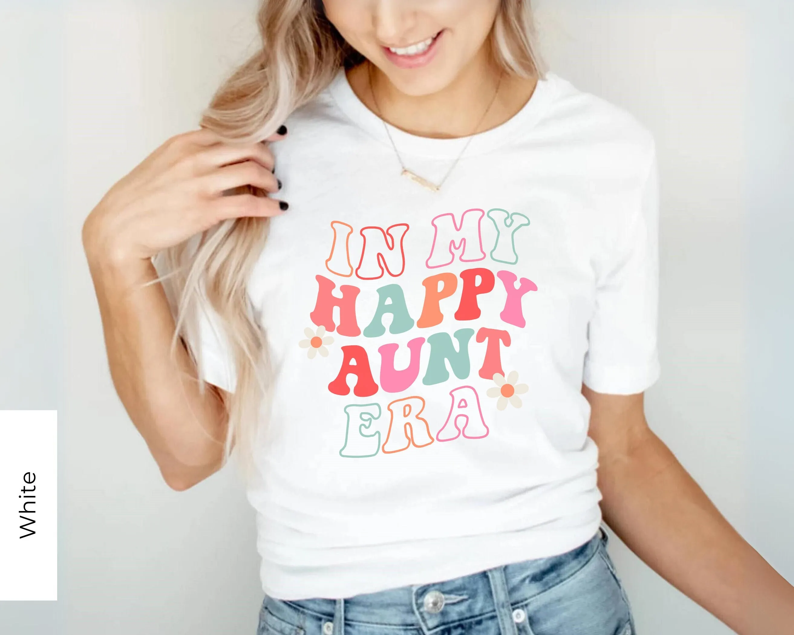 In My Era T Shirt Happy Aunt Retro For Women Auntie Pregnancy Reveal Cute Sister