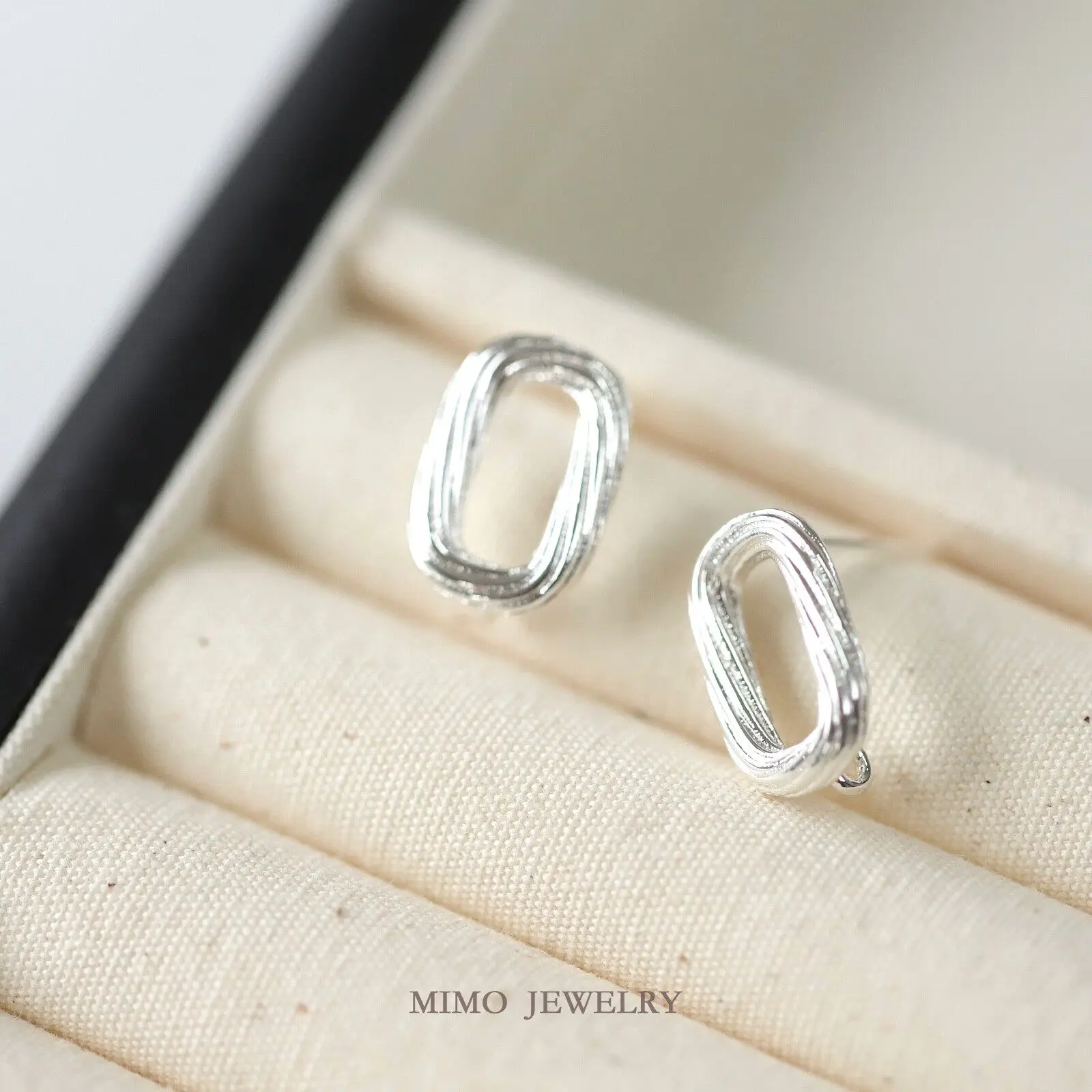 Copper Plated Real Gold Cold Wind Simple Thread Oval Ring Earrings Earrings DIY Handmade Accessories