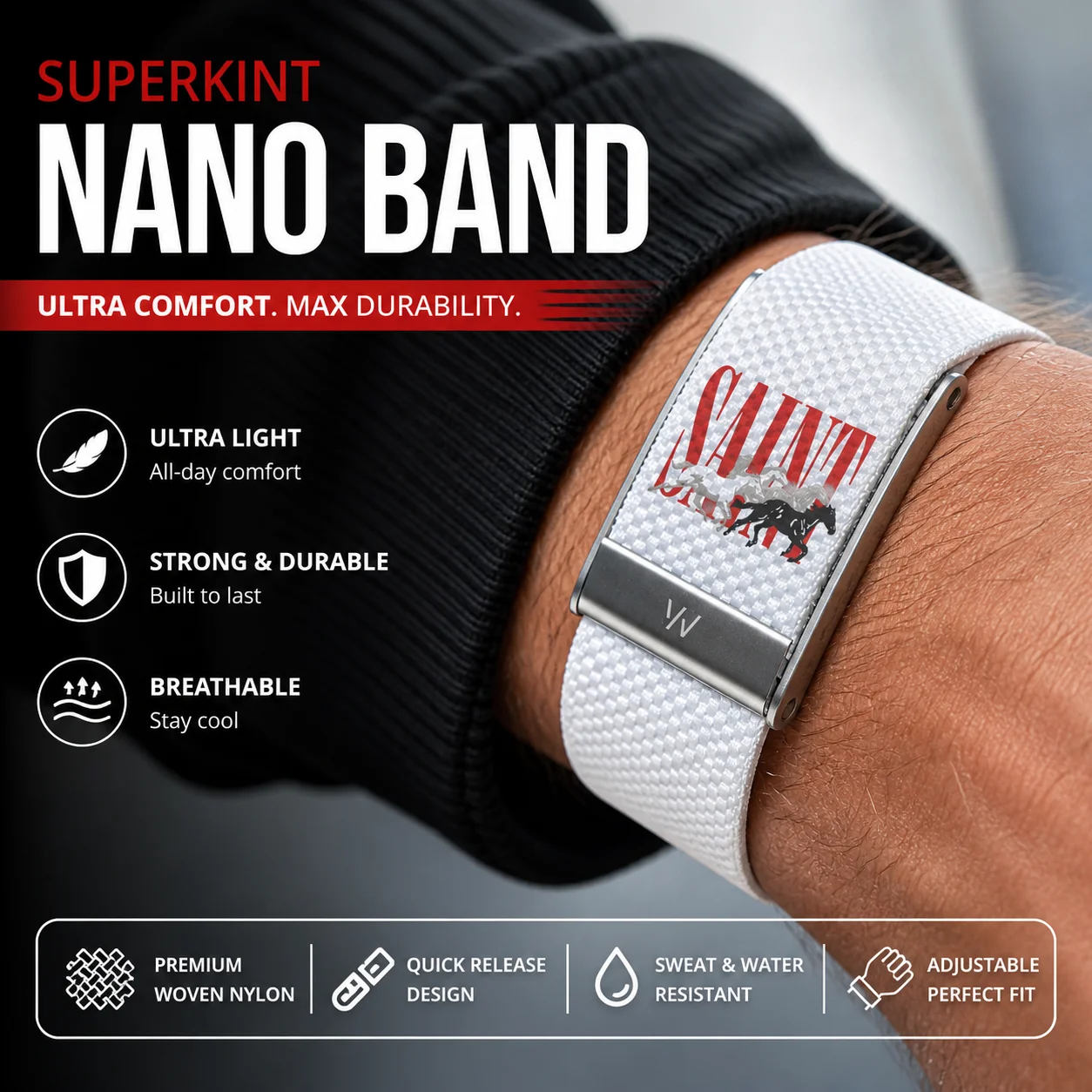 For WHOOP 5.0 MG Horse Letter Print Nylon Woven Strap U Shape Metal Buckle Sport Replacement Wristband Fashion Fitness