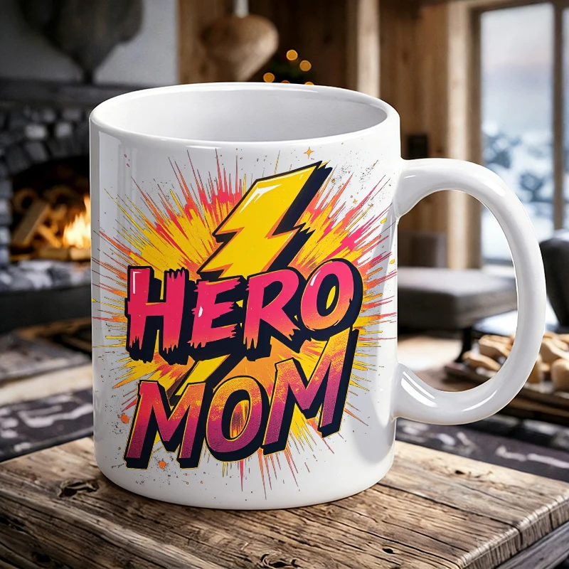 

Heroic Mom A Bold Celebration of Superhero Moms Mug Coffee Cup Ceramic Cup with Mother's Day print