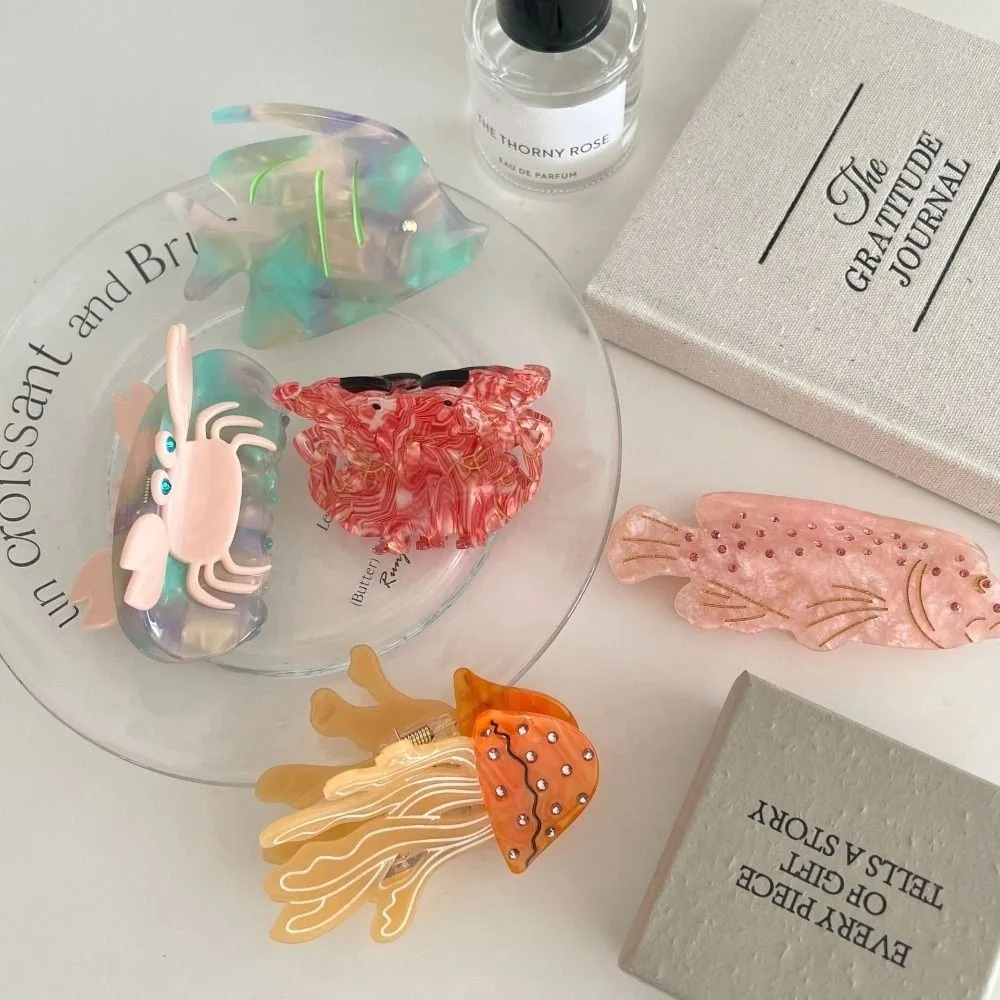 

Заколка для волос в виде сладкого океана с животными, уксусная кислота, пляжный головной убор, коготь для волос в виде краба, рыбы, высокий зажим для хвоста, корейский стиль, геометрическая заколка в виде акулы